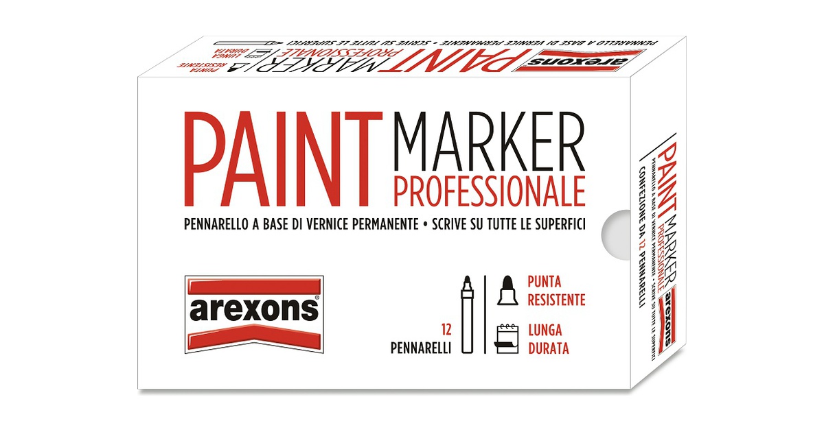 Marqueur professionnel blanc Arexons a' base de peinture permanente pour  toutes surfaces re'sistantes aux agents